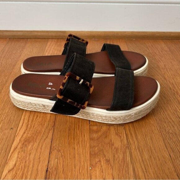 Mia Women’s Carleen Black Cheetah Platform Slip On Wedge Sandals Women’s Size 9 - Picture 3 of 6